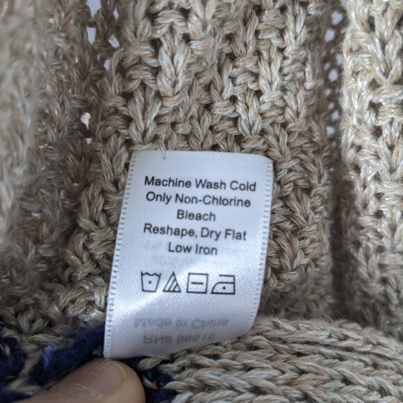 COLDWATER CREEK Open Front Linen Blend Knit Short Sleeve Cardigan L Stripes - Picture 5 of 7